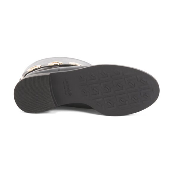 LARROUDE Black Handmade In Brazil Leather Mila Mid Rise Grommet Boots - Picture 3 of 3